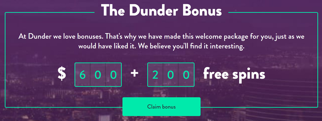 Dunder Casino Bonus Codes